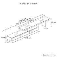 Extendable Entertainment Unit with 3 Storage Drawers - Gloss Black