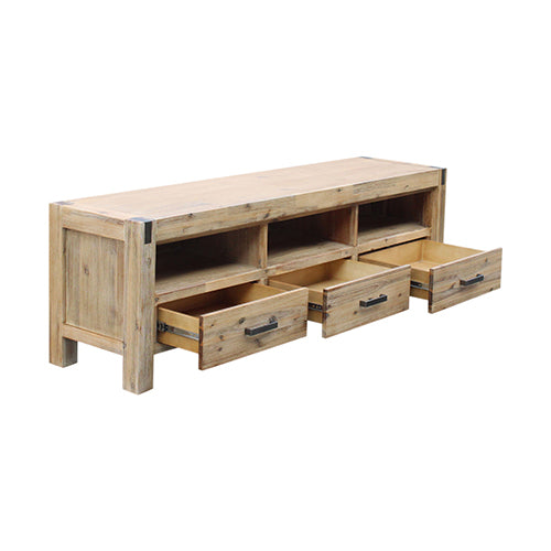 Entertainment Unit with 3 Storage Drawers Solid Acacia Wood