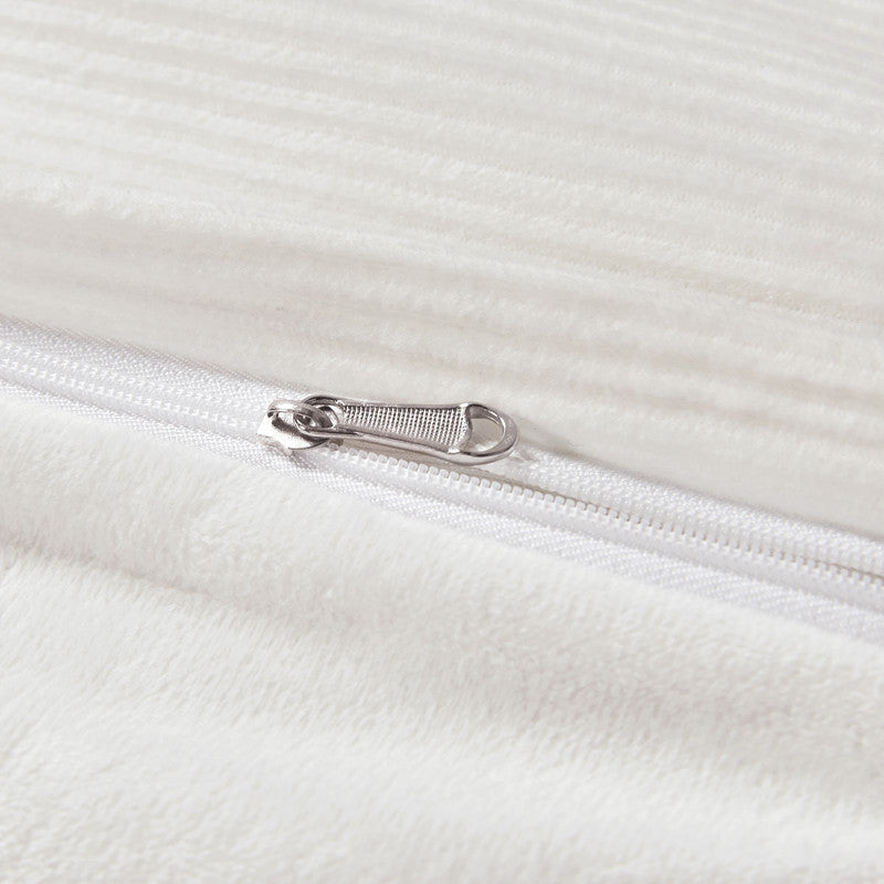 Corduroy Velvet Queen Bed Quilt Cover Set White