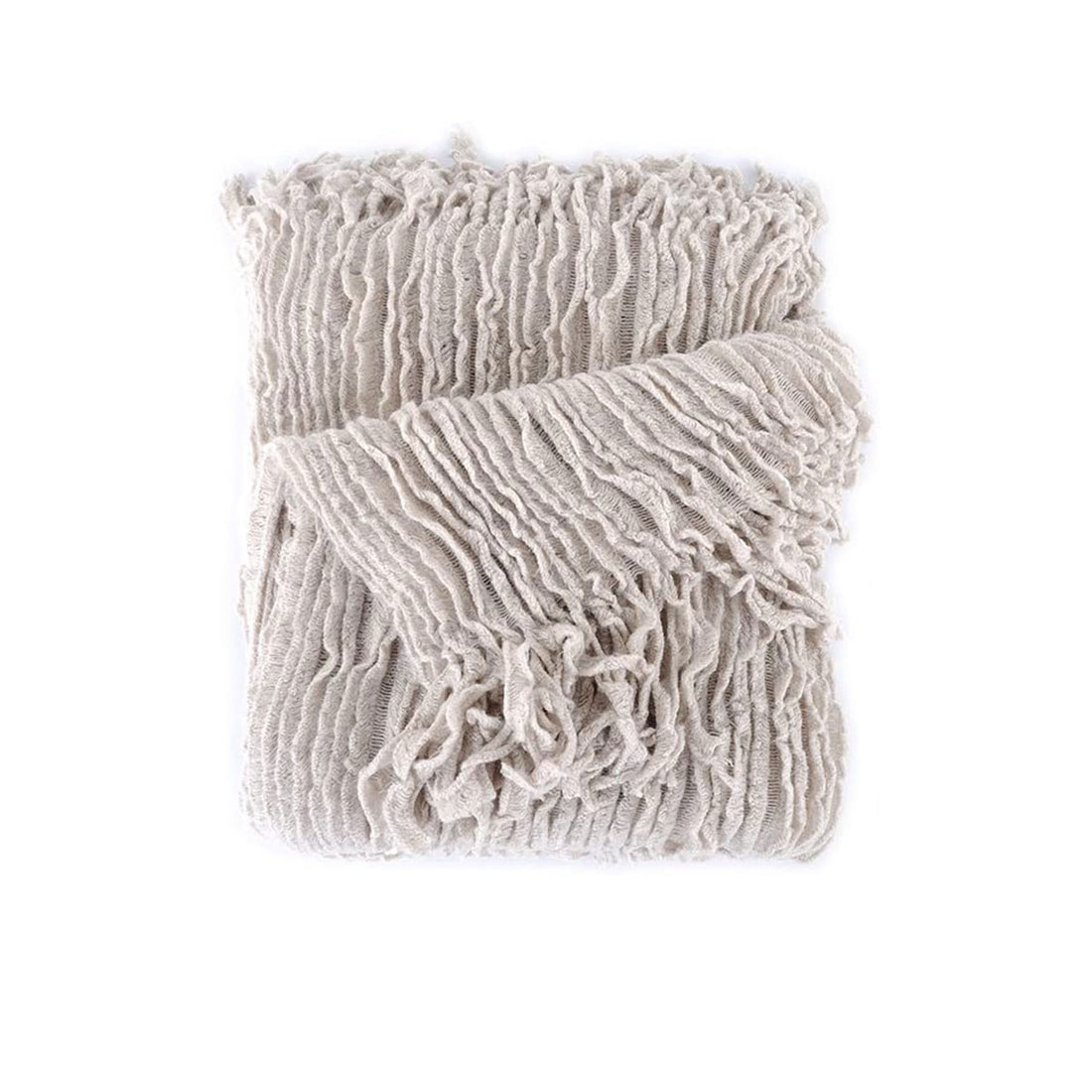 Taupe Knitted Throw Rug