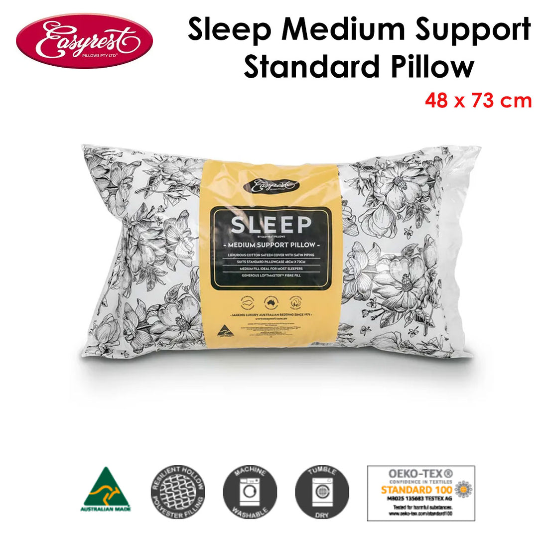 Sleep Medium Support Standard Pillow 48 x 73 cm