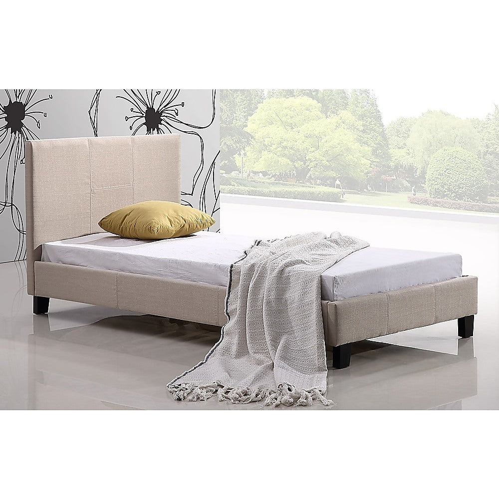 Linen Fabric Bed Frame Beige - Single