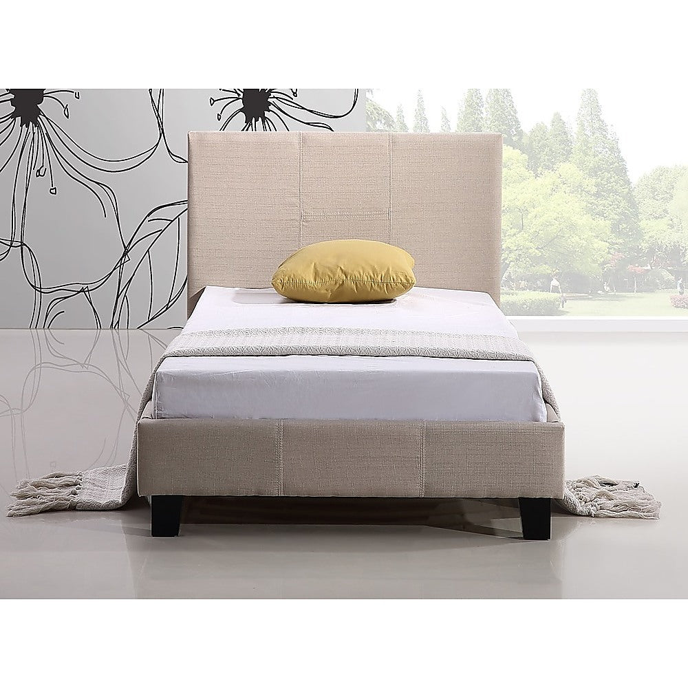 Linen Fabric Bed Frame Beige - Single