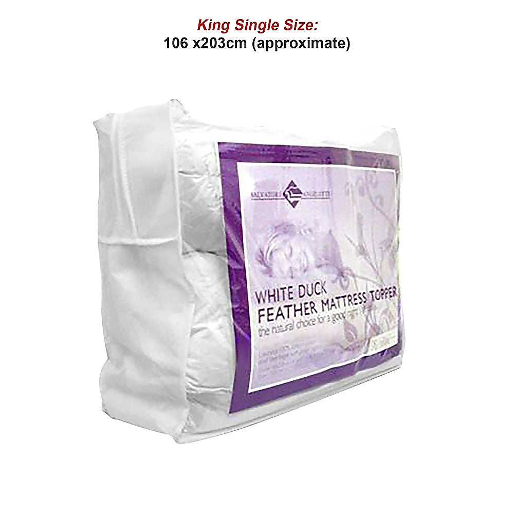 100% White Duck Feather Mattress Topper King Single