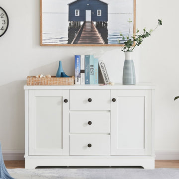 White Coastal Style Sideboard Buffet Unit