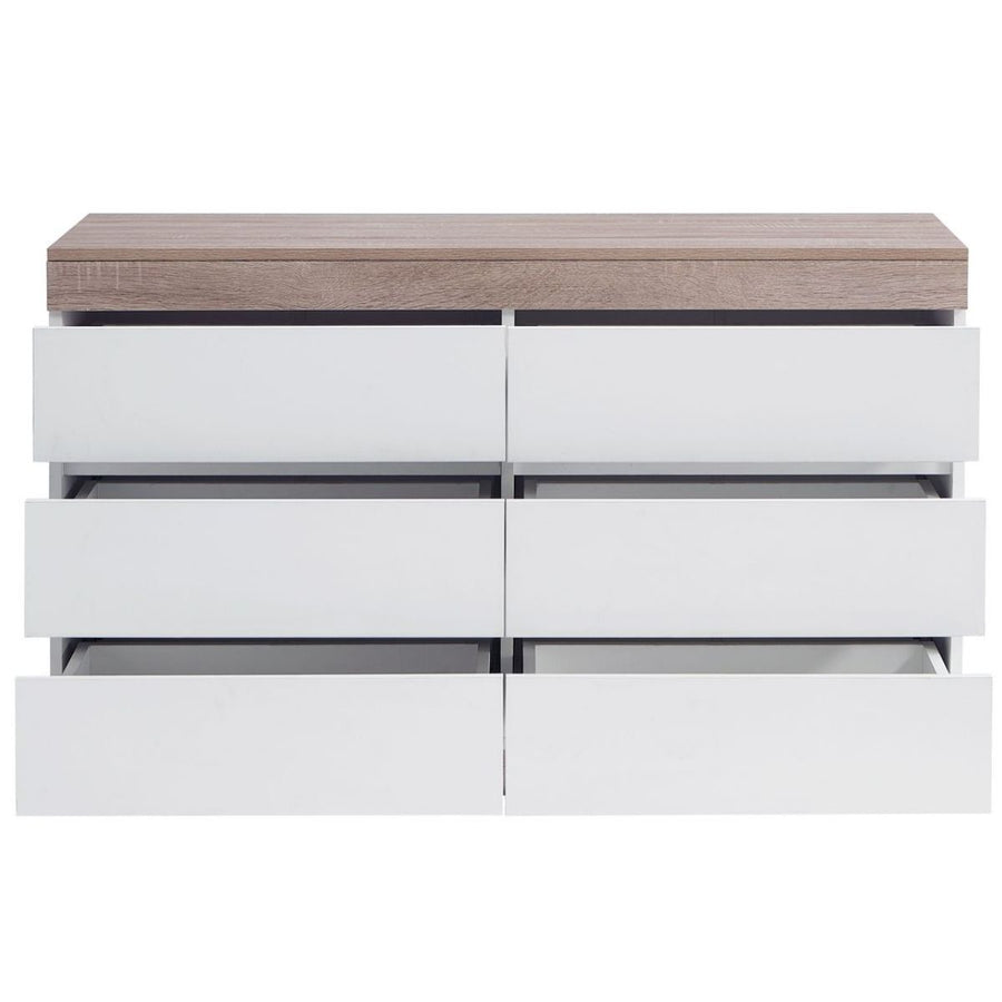 Coastal White Wooden Chest of 6 Drawers