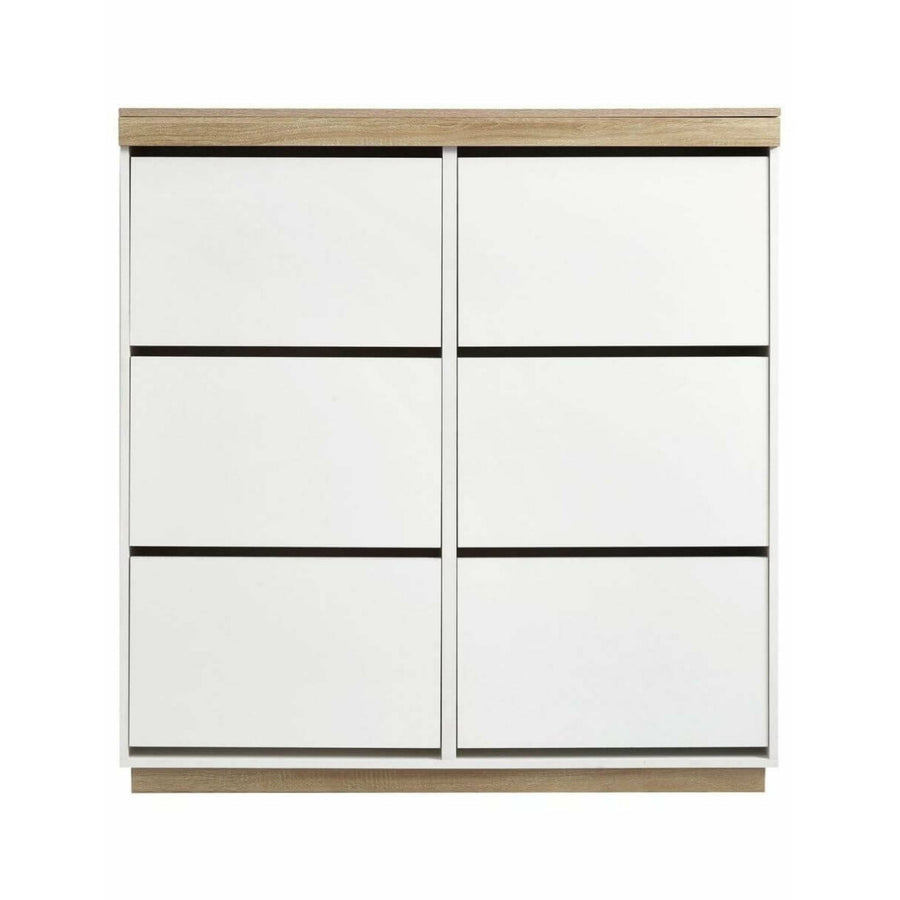 Coastal White & Oak Large Shoe Cabinet