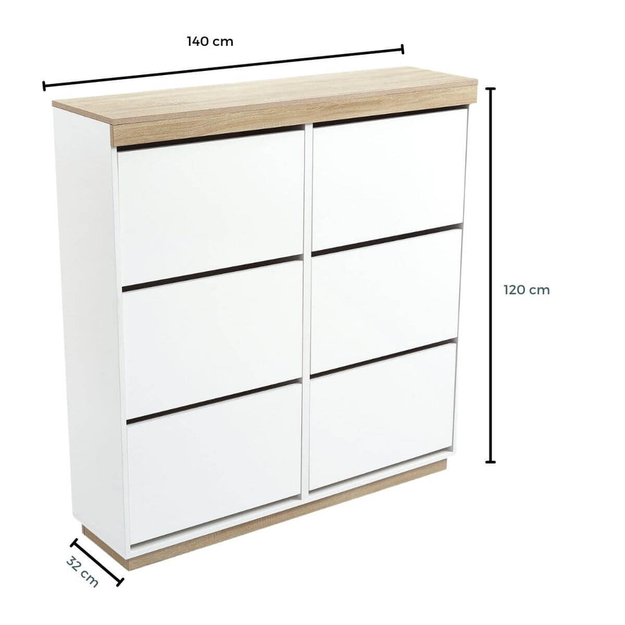 Coastal White & Oak Large Shoe Cabinet