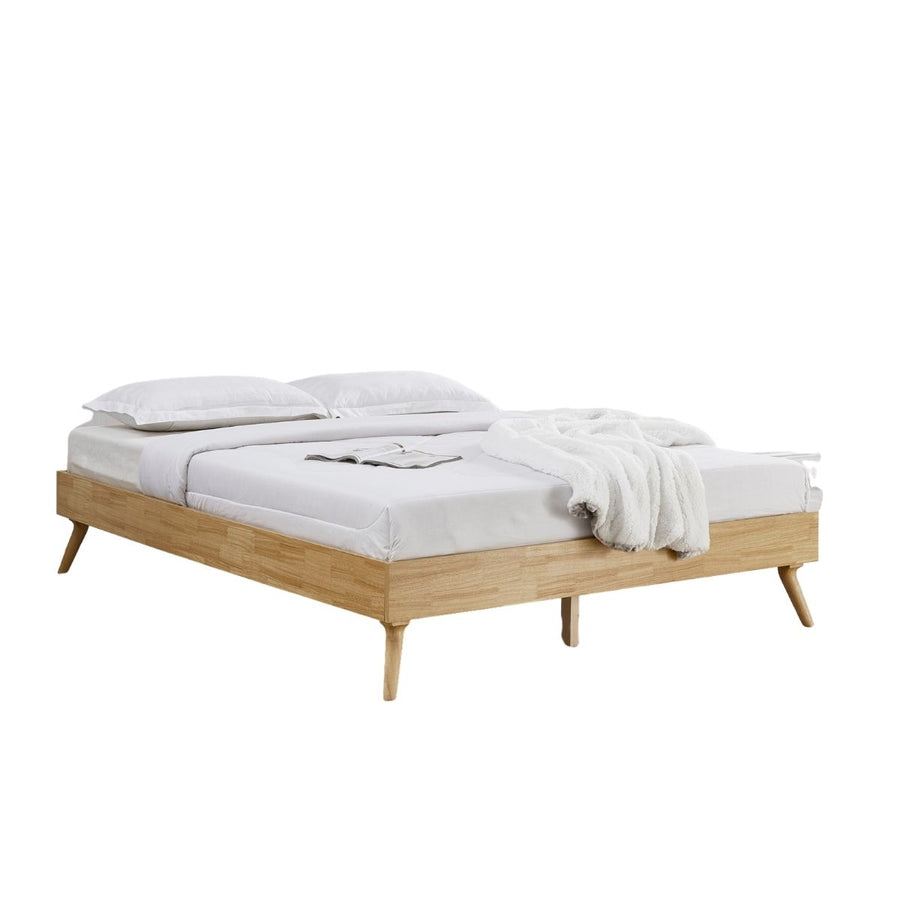 Natural Oak Ensemble Bed Frame Wooden Slat - Queen