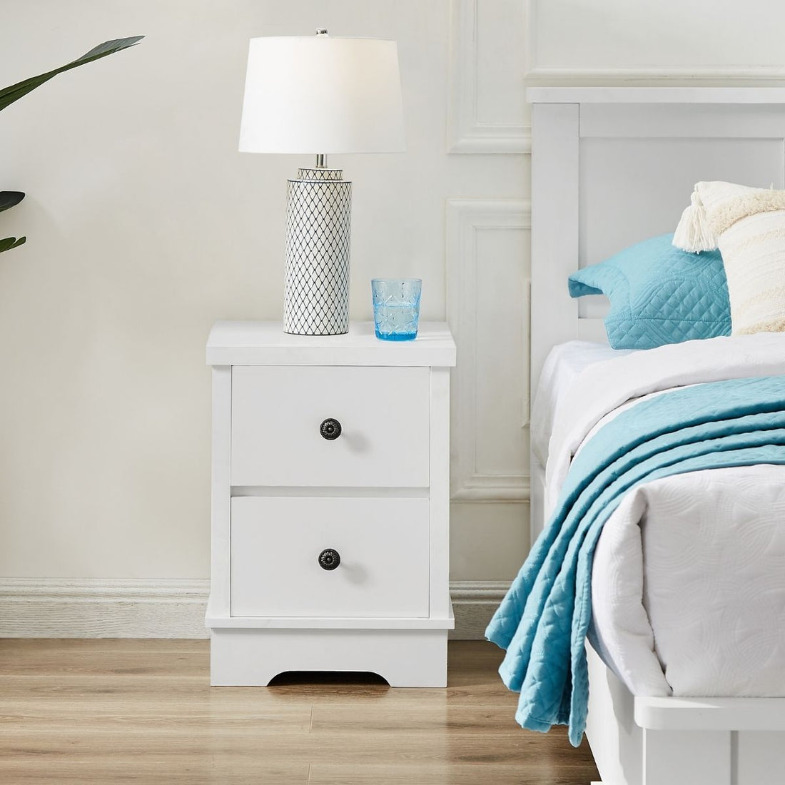 White Coastal Style Bedside Table