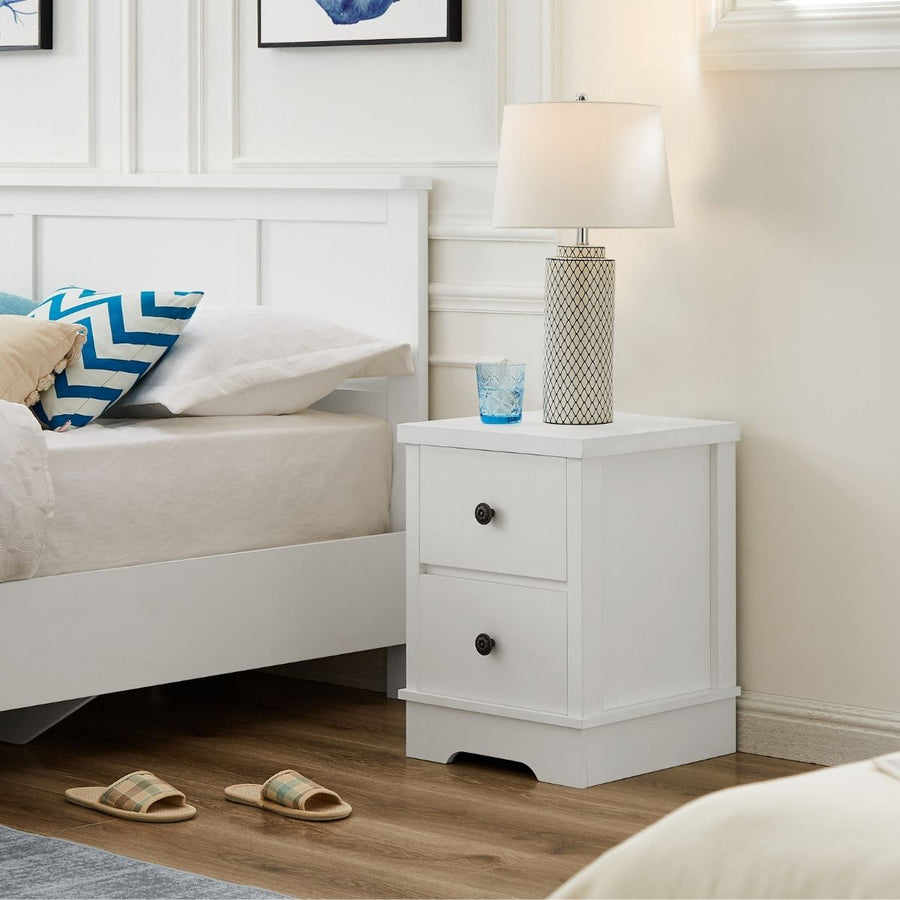 White Coastal Style Bedside Table