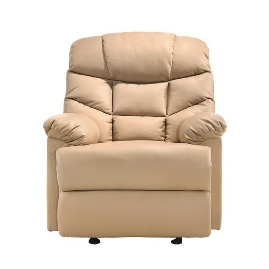 Leather Rocking Recliner Chair - Beige/Tan