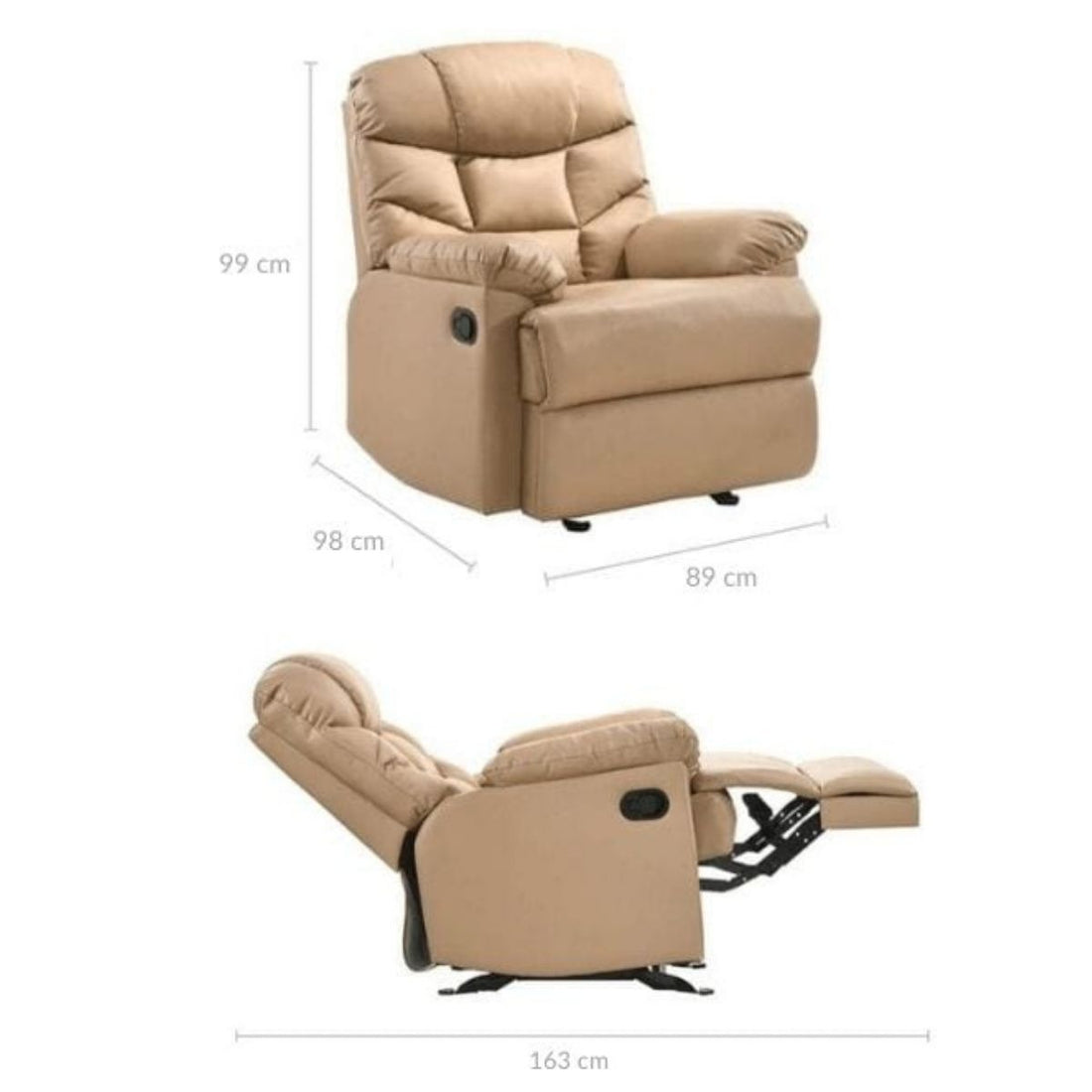 Leather Rocking Recliner Chair - Beige/Tan