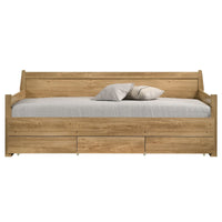 Natural Wooden Day Bed with 3 Drawers Sofa Bed Frame