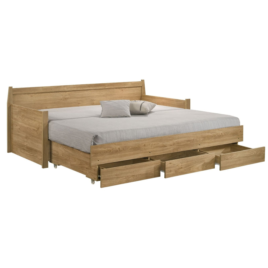 Natural Wooden Day Bed with 3 Drawers Sofa Bed Frame