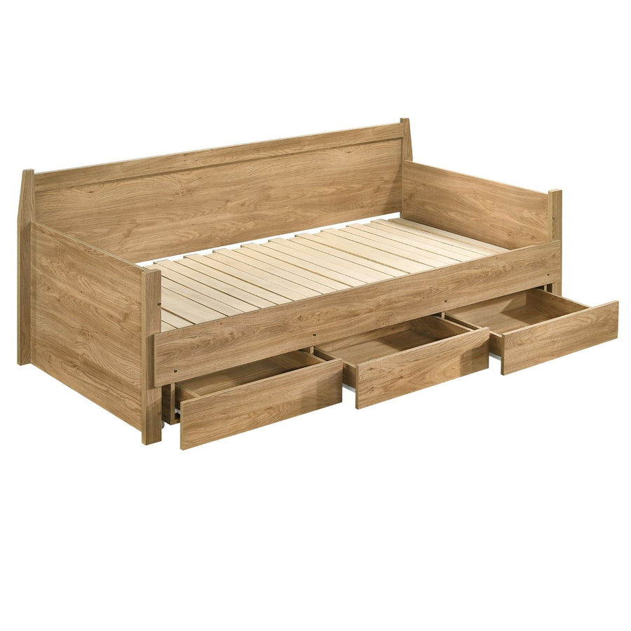 Natural Wooden Day Bed with 3 Drawers Sofa Bed Frame