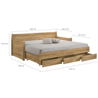 Natural Wooden Day Bed with 3 Drawers Sofa Bed Frame