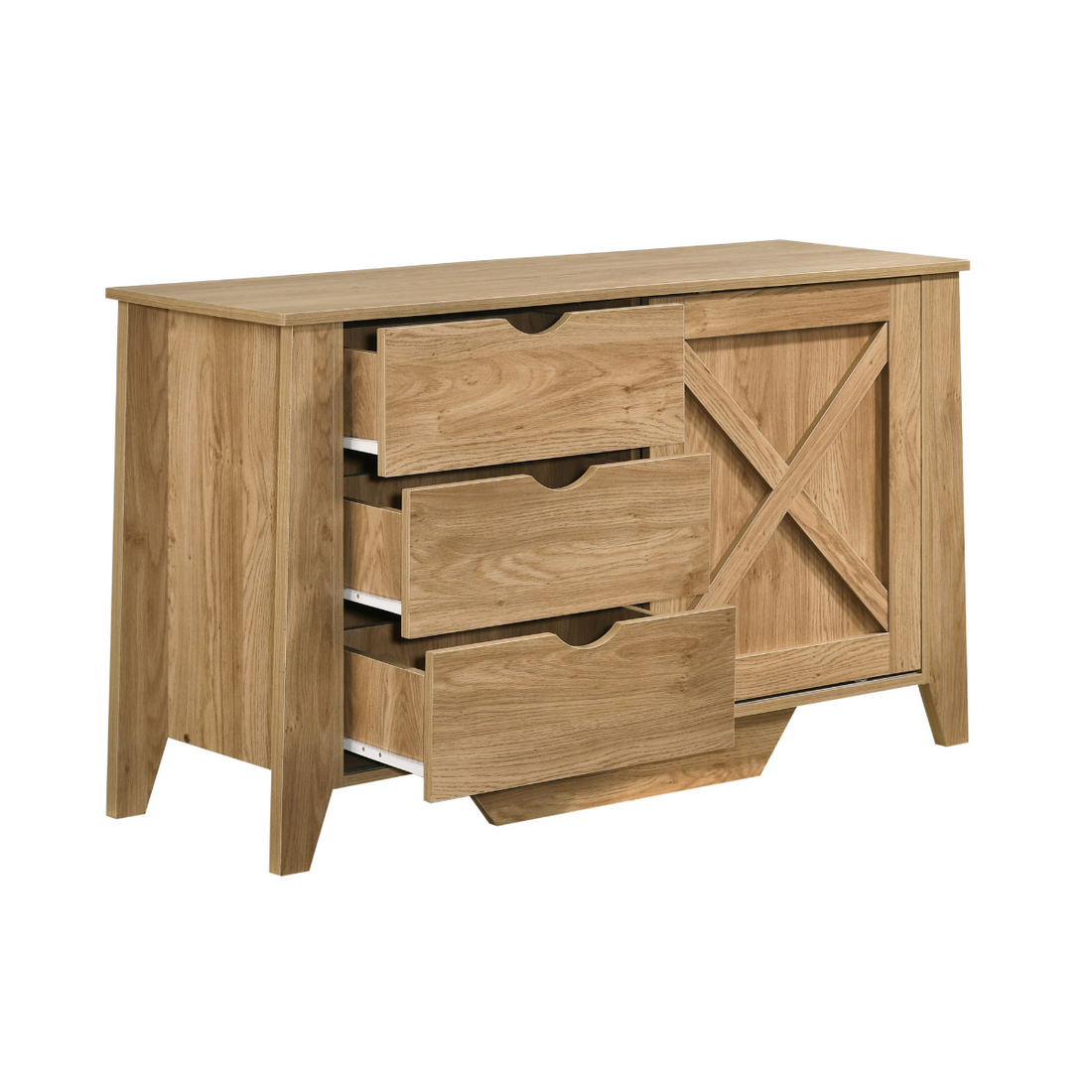 Wooden Sliding door Sideboard with 3 Drawers