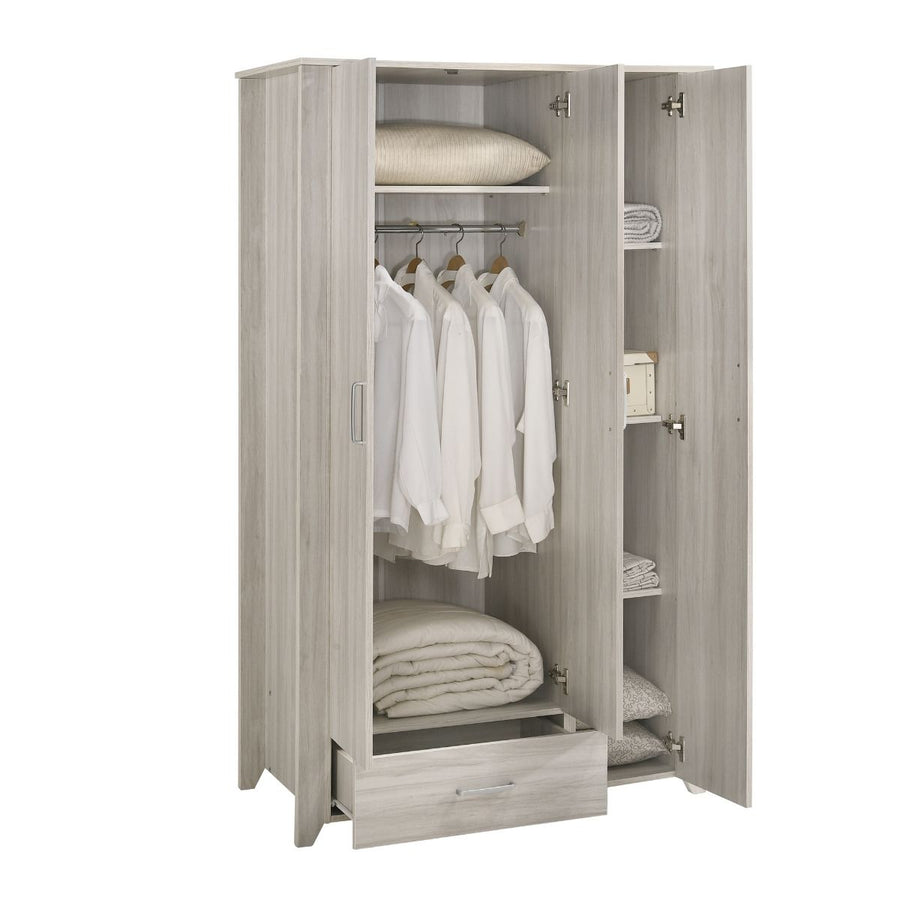 Acacia Ash Wood Large 3 Door Wardrobe Bedroom Closet