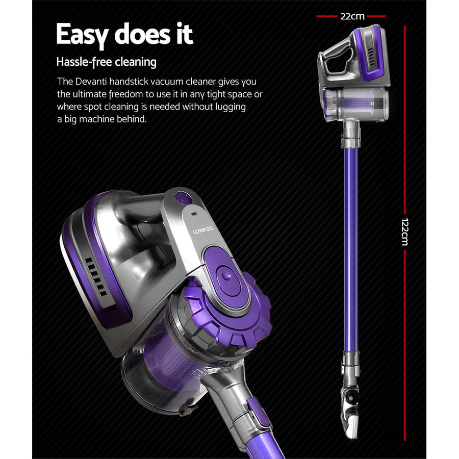 150 Cordless Handheld Stick Vacuum Cleaner 2 Speed   Purple And Grey