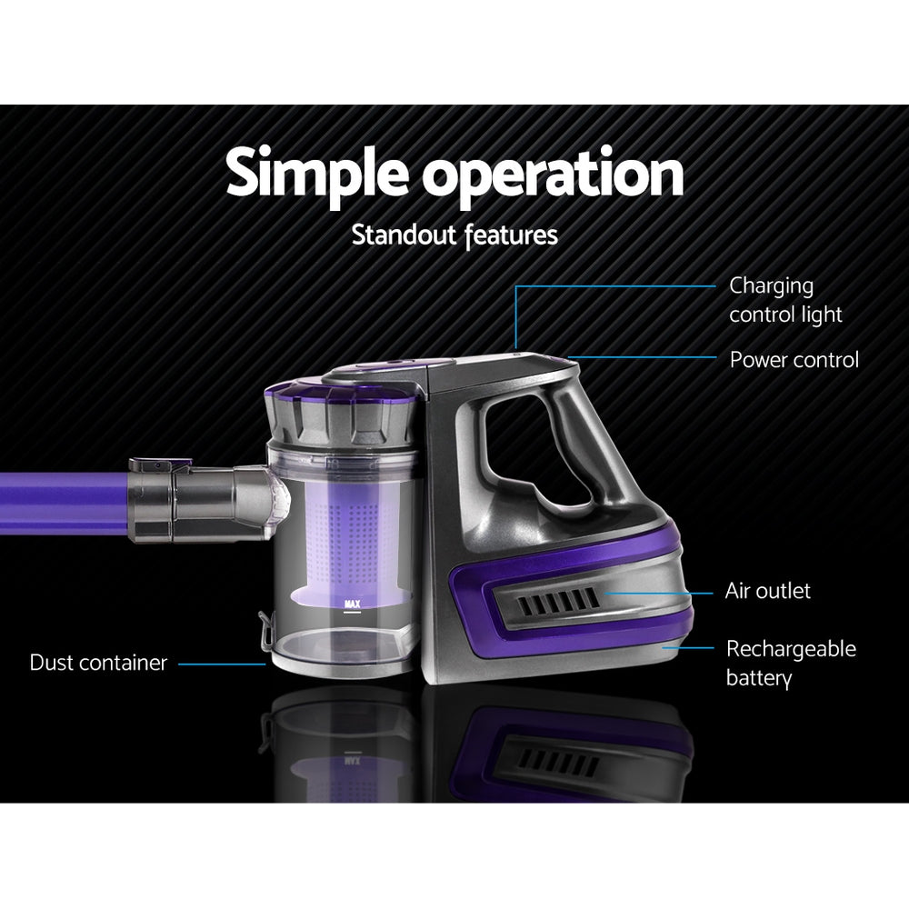 150 Cordless Handheld Stick Vacuum Cleaner 2 Speed   Purple And Grey