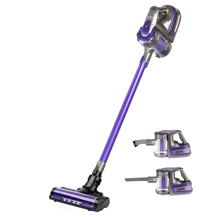 150W Stick Handstick Handheld Cordless Vacuum Cleaner 2-Speed with Headlight Purple