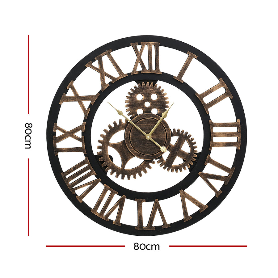 Black & Bronze Metal 80CM Roman Numeral Clock