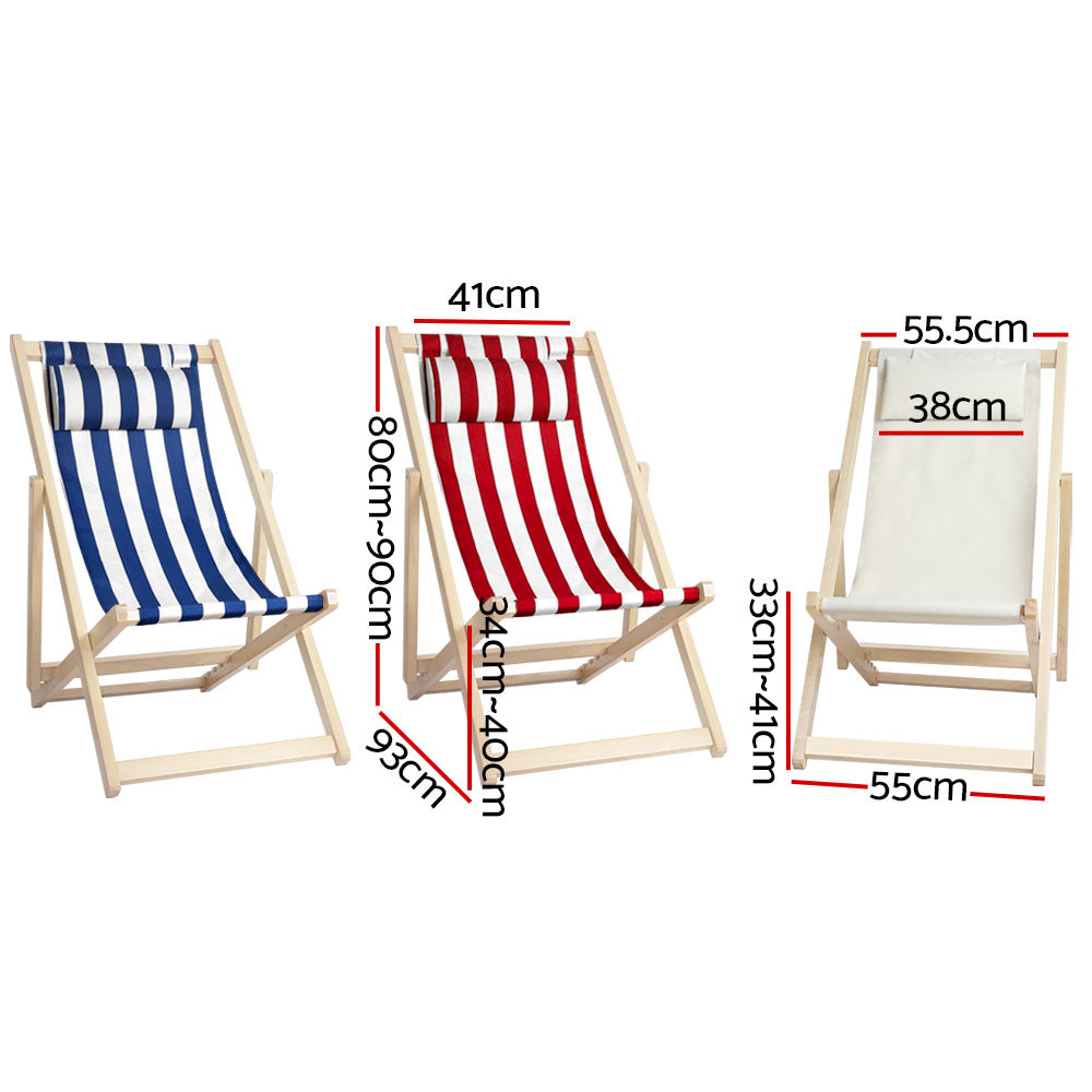 Outdoor Furniture Sun Lounge Wooden Beach Chairs Deck Chair Folding Patio