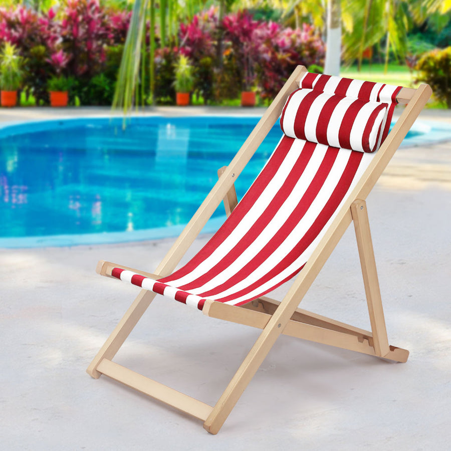 Outdoor Furniture Sun Lounge Wooden Beach Chairs Deck Chair Folding Patio