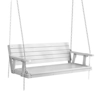 Porch Swing Chair with Chain Outdoor Furniture 3 Seater Bench Wooden White