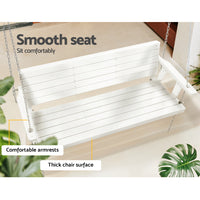 Porch Swing Chair with Chain Outdoor Furniture 3 Seater Bench Wooden White