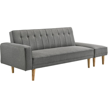 3 Seater Fabric Sofa Bed with Ottoman - Light Grey