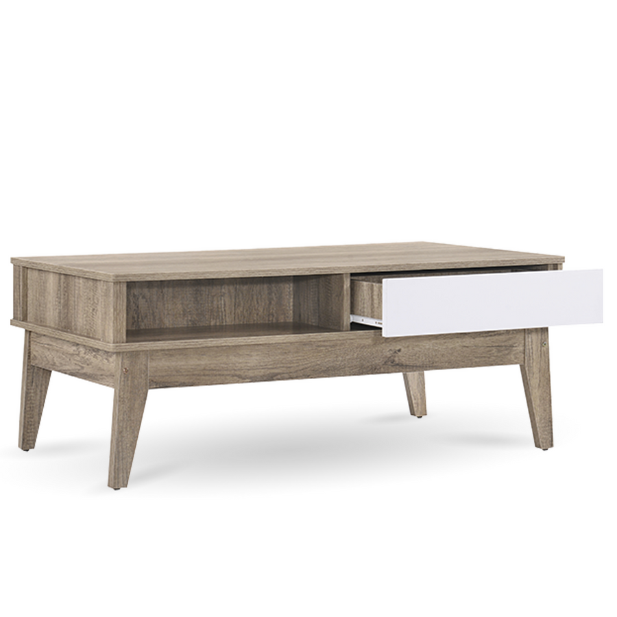 Coffee Table White & Wood Oak