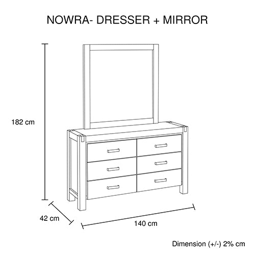 5 Piece Bedroom King Suite in Solid Wood Veneered - Bed, Bedside Table , Tallboy & Dresser