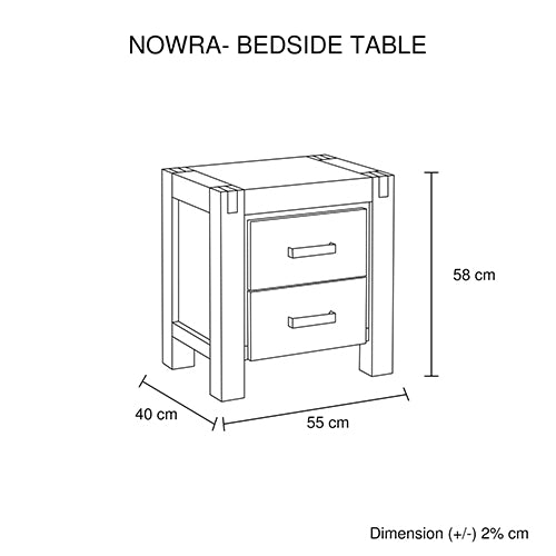 4 Piece Bedroom King Suite in Solid Acacia Wood Veneered - Bed, Bedside Table & Tallboy