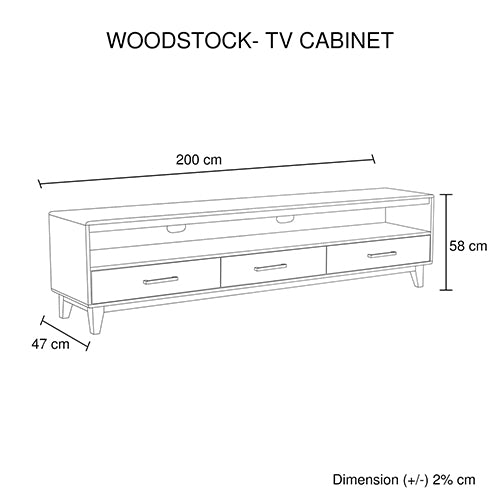 Entertainment Unit with 3 Storage Drawers - Light Brown