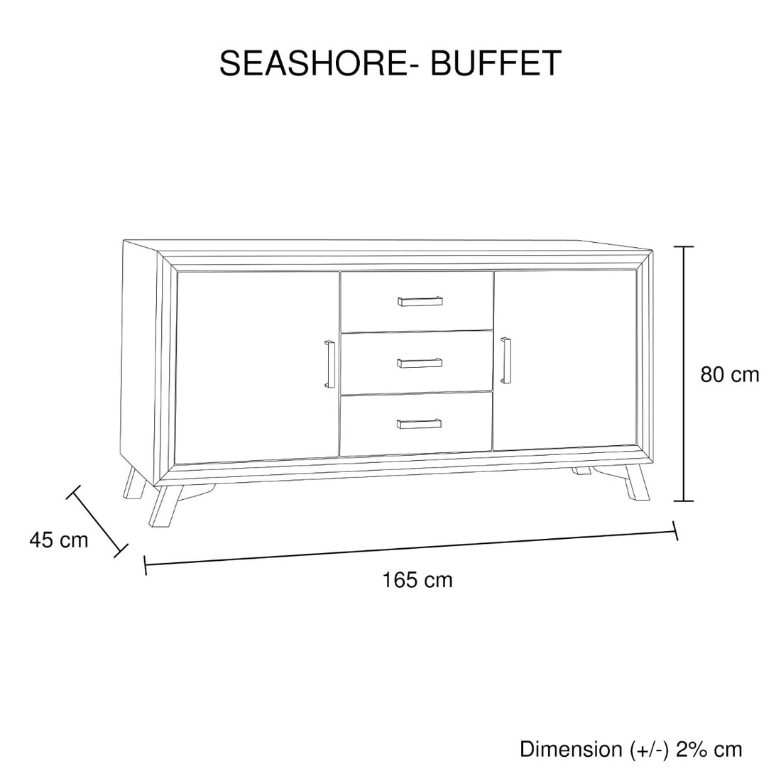 Wooden Sideboard with Storage Cabinet and Drawers