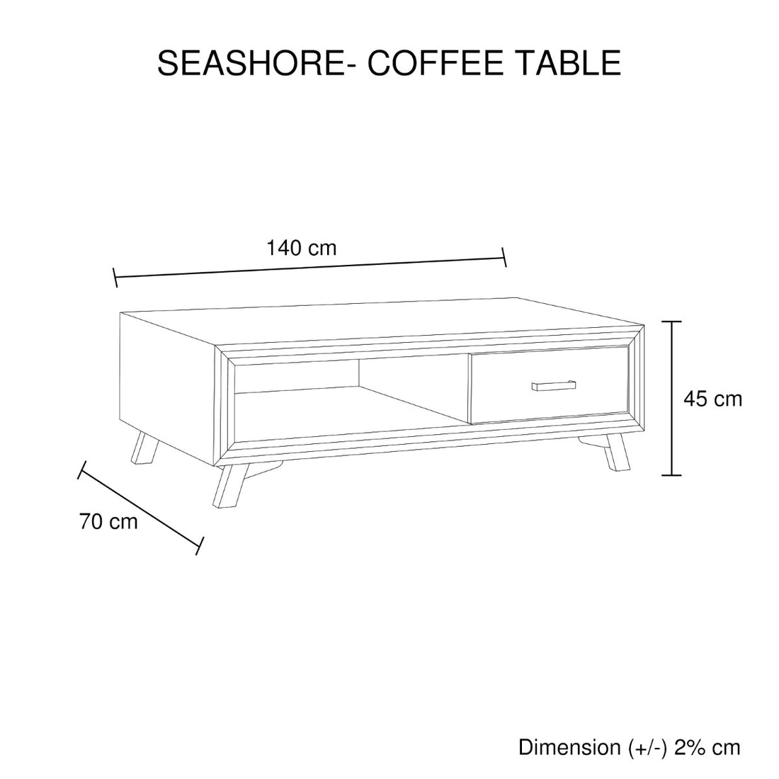 Coffee Table Wooden Acacia with 2 Drawers