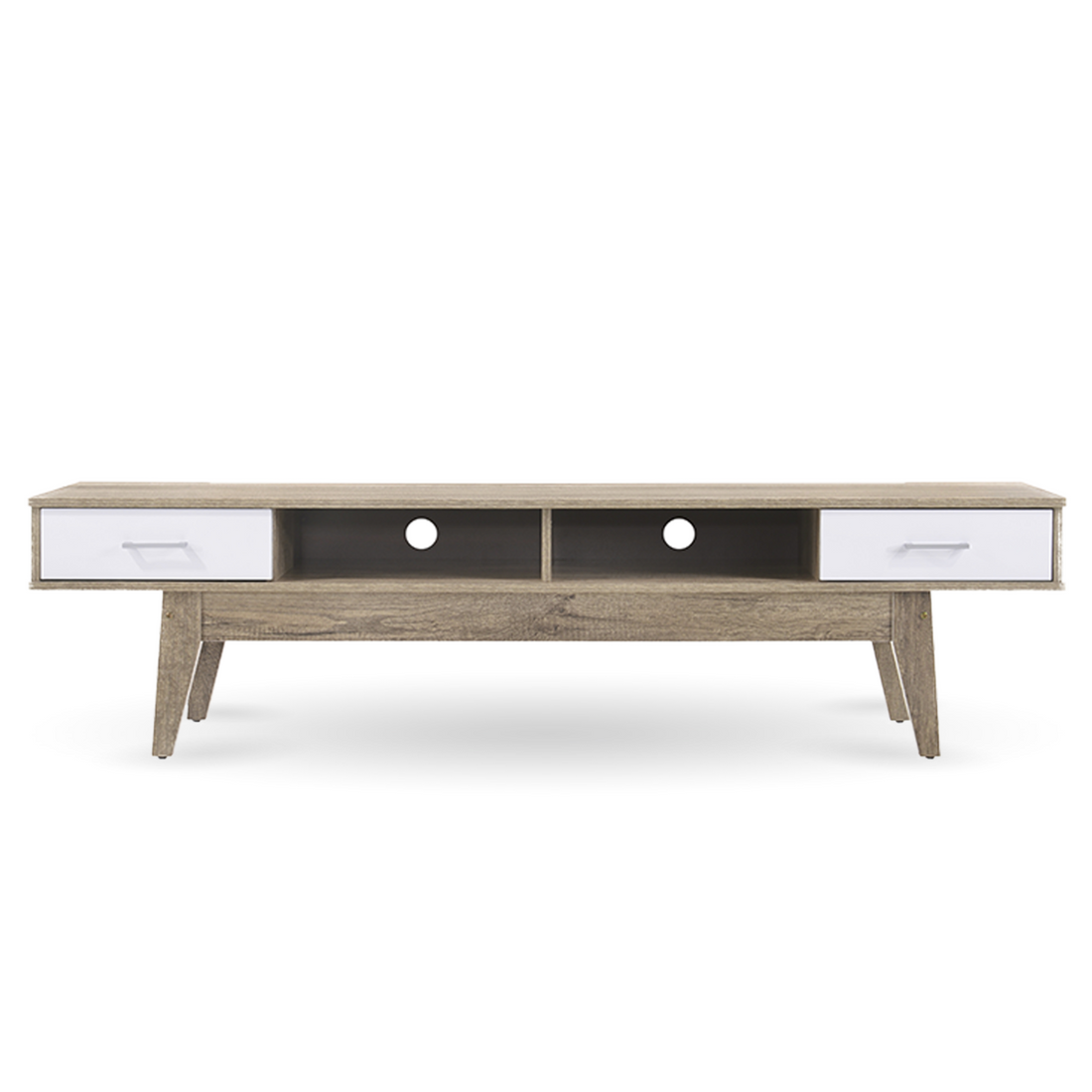 TV Stand White & Wood Oak