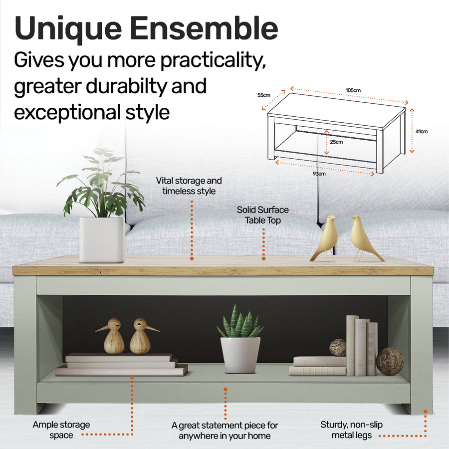 Home Master Winchester Two Tone Coffee Table Stylish Flawless Design 105cm