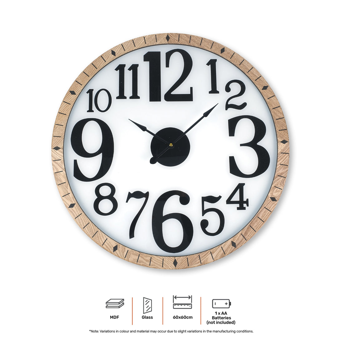 Wall Clock Large Modern Design Stylish Glass Surface 60cm