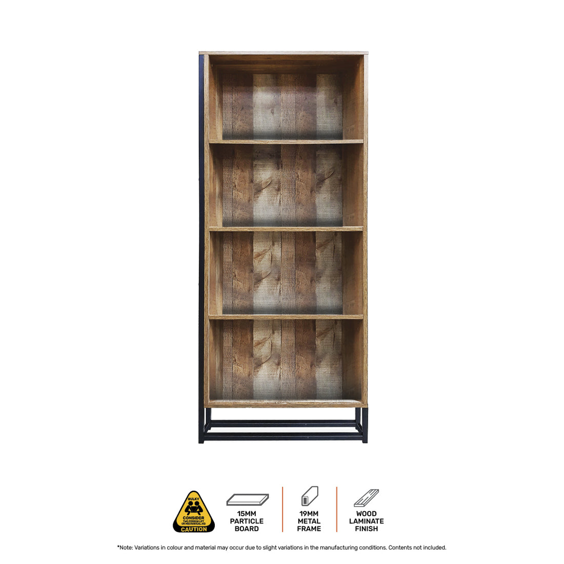 Vogue Wood Tone Bookcase Stylish Rustic Flawless Design 166cm